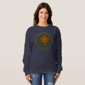 Turquoise Gold Lotus Mandala -Boho Fantasy Graphic スウェットシャツ (正面フル)
