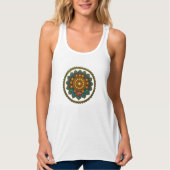 Turquoise Gold Lotus Mandala -Boho Fantasy Graphic タンクトップ (正面)