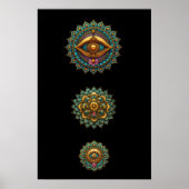 Turquoise Gold Lotus Mandala Eye Art - Graphic ポスター (正面)