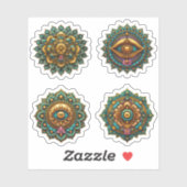 Turquoise Gold Lotus Mandala - Fantasy Graphic 4pc シール (シート)