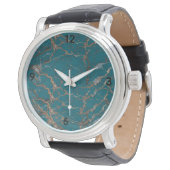 Turquoise Gold Marble Pattern Watch  腕時計 (アングル)