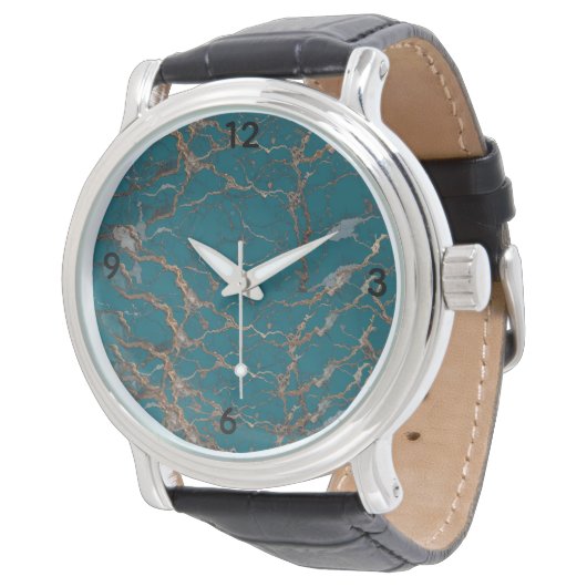 Turquoise Gold Marble Pattern Watch  腕時計 (アングル)