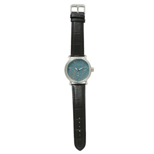 Turquoise Gold Marble Pattern Watch  腕時計 (フラット)