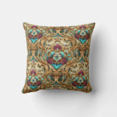 Turquoise & Gold Ornate Damask クッション (裏面)