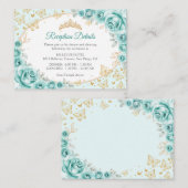 Turquoise Gold Quinceanera Reception Details エンクロージャーカード (正面/裏面)