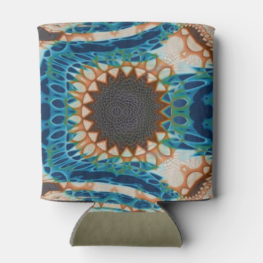 Turquoise Gold Sun Southwestern Art 缶クーラー (裏面)