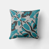 Turquoise Gray Black Mediterranean Slanted Mosaic クッション (裏面)