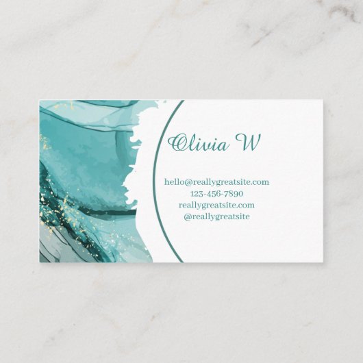 Turquoise Green Business Card 名刺 (裏面)