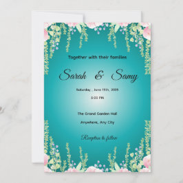 Turquoise Green Floral Wedding Invitation | Elegan 招待状