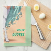Turquoise Hair Anime Girl キッチンタオル (四つ折り)