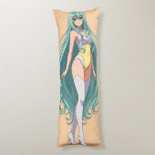 Turquoise Hair Anime Girl ボディピロー (裏面 (縦))