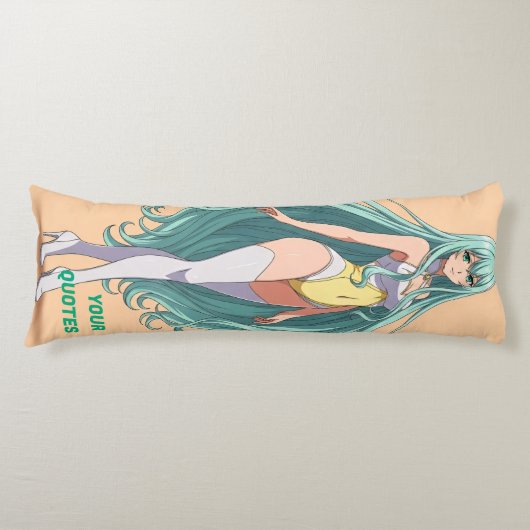 Turquoise Hair Anime Girl ボディピロー (正面)