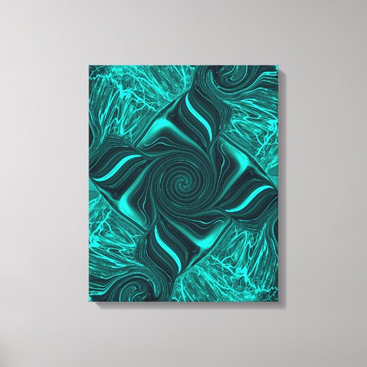 Turquoise Liquid Marble Abstract Art キャンバスプリント (正面)