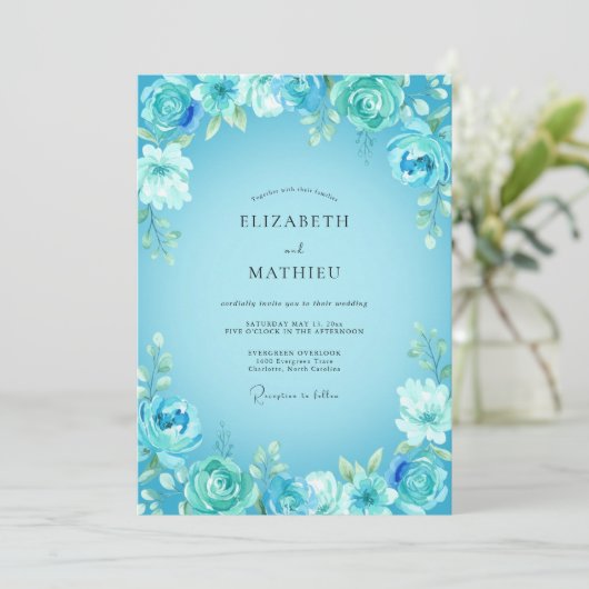 Turquoise Luminous Spring Wedding 招待状 (スタンド正面)