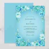Turquoise Luminous Spring Wedding 招待状 (正面/裏面)