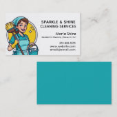 Turquoise Maid House Cleaning Lady Service 名刺 (正面/裏面)