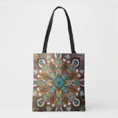 Turquoise Mandala Tote トートバッグ (正面)