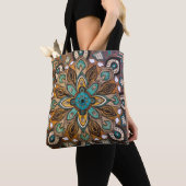 Turquoise Mandala Tote トートバッグ (クローズアップ)