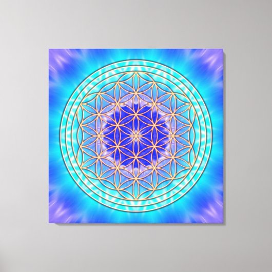 turquoise mandala with flower of life キャンバスプリント (正面)