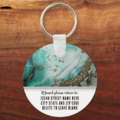 Turquoise Marble Branding Elegant Business Logo キーホルダー (裏面)