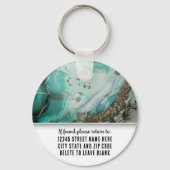 Turquoise Marble Branding Elegant Business Logo キーホルダー (裏面)