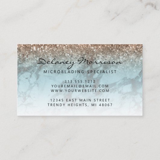Turquoise Marble Bronze Glitter Eyes Microblading 名刺 (裏面)