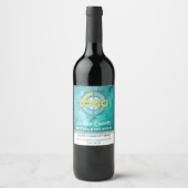 Turquoise Marble Texture Logo Custom Branded  ワインラベル (正面)