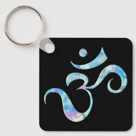 Turquoise Marbled Om キーホルダー