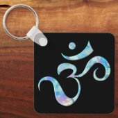 Turquoise Marbled Om キーホルダー (正面)