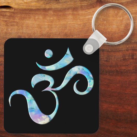 Turquoise Marbled Om キーホルダー (裏面)