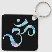 Turquoise Marbled Om キーホルダー (裏面)