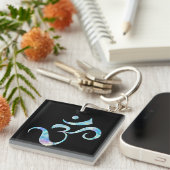 Turquoise Marbled Om キーホルダー (正面右)