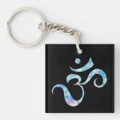 Turquoise Marbled Om キーホルダー (正面)