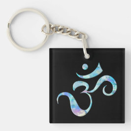 Turquoise Marbled Om キーホルダー