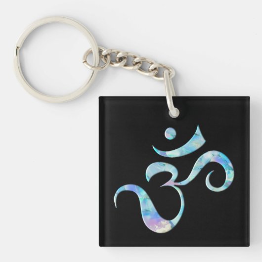 Turquoise Marbled Om キーホルダー (正面)