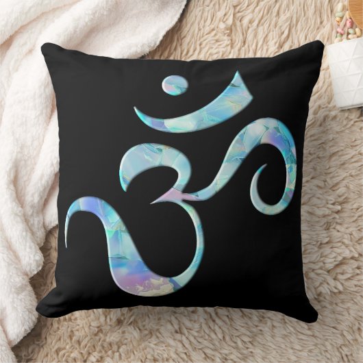 Turquoise Marbled Om クッション (ブランケット)