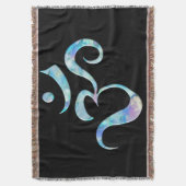 Turquoise Marbled Om スローブランケット (正面縦)
