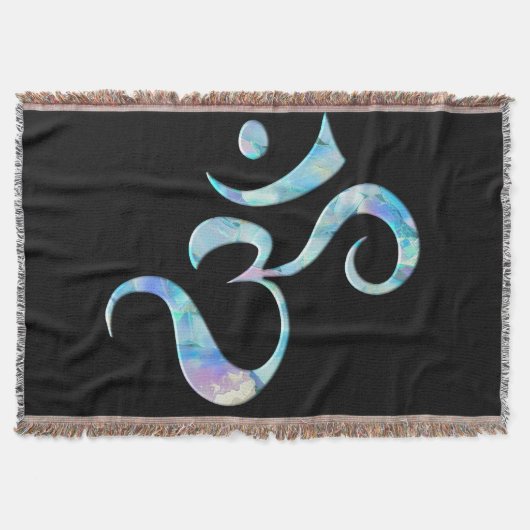 Turquoise Marbled Om スローブランケット (正面)