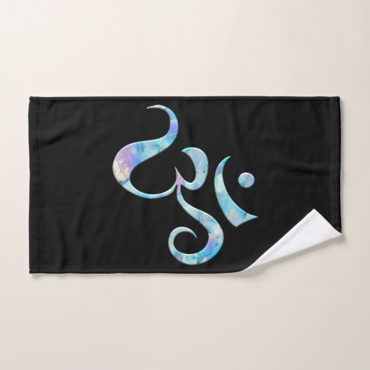 Turquoise Marbled Om ハンドタオル (ハンドタオル)