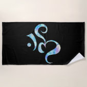 Turquoise Marbled Om ビーチタオル (正面)