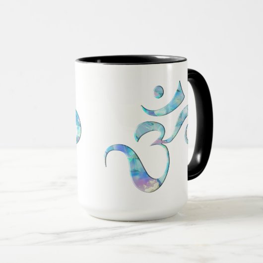 Turquoise Marbled Om マグカップ (正面右)