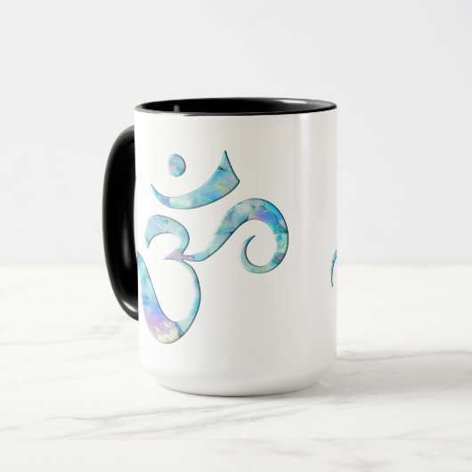 Turquoise Marbled Om マグカップ (正面左)