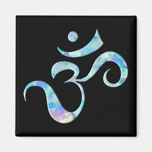 Turquoise Marbled Om マグネット (正面)