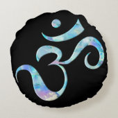 Turquoise Marbled Om ラウンドクッション (裏面)