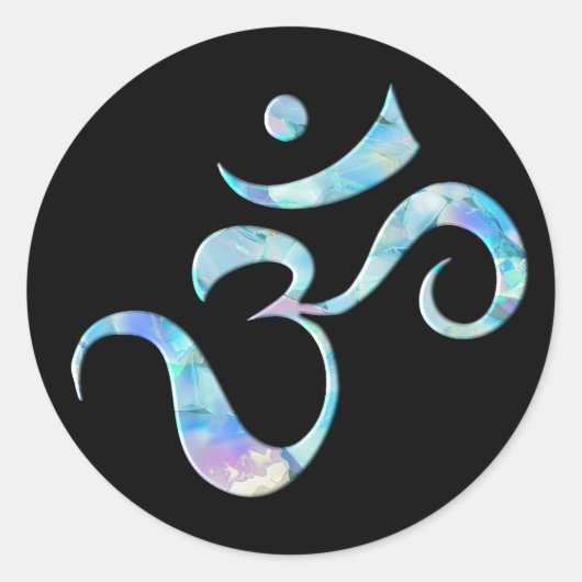 Turquoise Marbled Om ラウンドシール (正面)