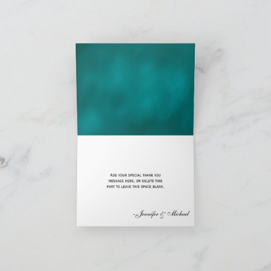 Turquoise Mason Jar Firefly Wedding Thank You Note サンキューカード (内部)