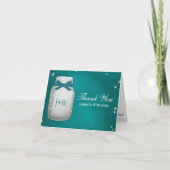 Turquoise Mason Jar Firefly Wedding Thank You Note サンキューカード (正面)