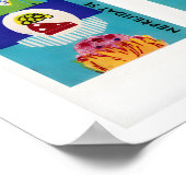 Turquoise Matchbox Labels Grid, Vintage Ephemera ポスター (角)