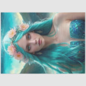 Turquoise Mermaid of the Sea decoupage paper v2 薄葉紙 (正面)