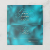 Turquoise metallic monogram initials wedding プレイスカード (外部開封)
